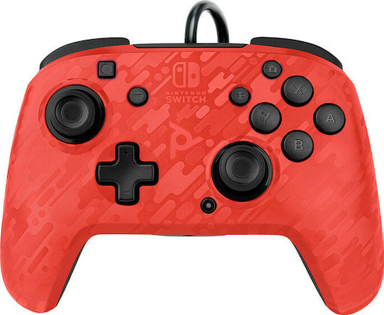 PDP Faceoff Deluxe+ Wired Gamepad for Switch Red Camo