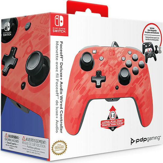 PDP Faceoff Deluxe+ Wired Gamepad for Switch Red Camo