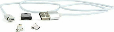 Cablexpert Magnetic / Regular USB to Lightning Cable Λευκό 1m (CC-USB2-AMLMM-1M)