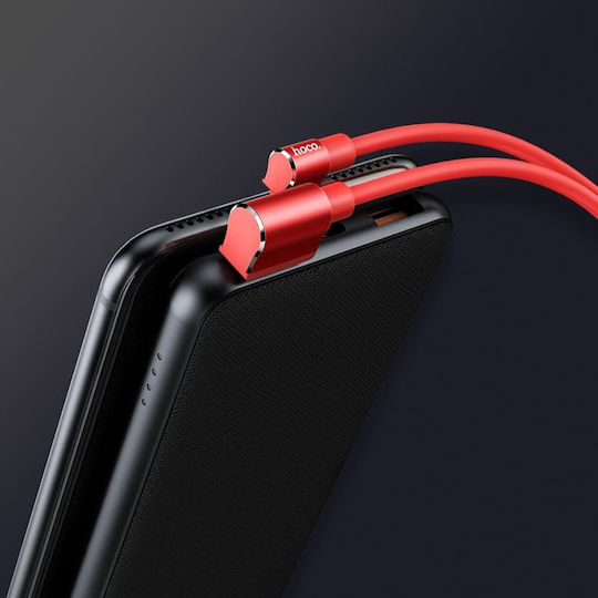 Hoco Angle (90°) USB to Lightning Cable Κόκκινο 1.2m (U37 Long Roam)