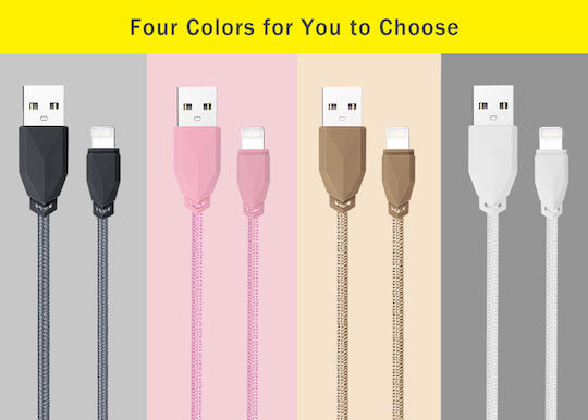 Awei CL-981 Braided USB-A la Cablu Lightning Auriu 1m