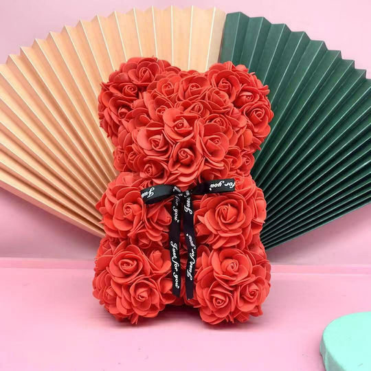 Teddy Bear Made of Red Artificial Roses Tres Chic