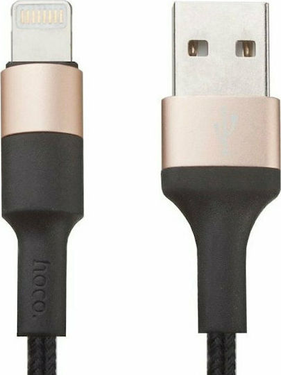 Hoco X26 Xpress Braided USB-A la Cablu Lightning Auriu 1m (HOC-X26i-BG)