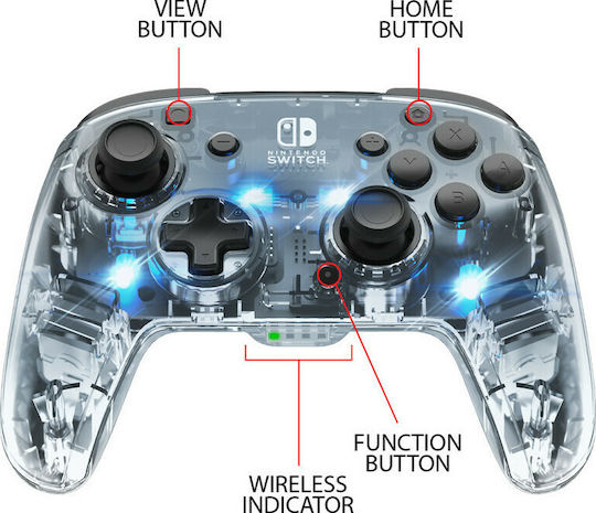 PDP Afterglow Wireless Deluxe Gamepad für Schalter Transparent