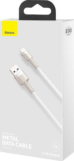 Baseus Cafule Series Плетена USB-A към Lightning кабел Бял 1м (CALJK-A02)