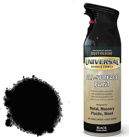 Rust-Oleum Спрей Боядисване Universal All-Surface с Блестящ Ефект черен гланц 400мл