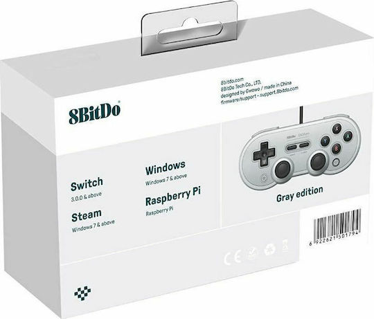 8Bitdo SN30 Pro Ενσύρματο Gamepad για PC / Switch Gray Edition