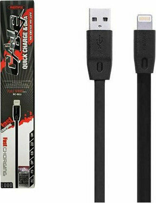 Remax Flat USB to Lightning Cable Μαύρο 2m (Full Speed)