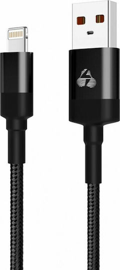 Powertech Плетена USB-A към Lightning кабел Черен 1м (PTR-0082)
