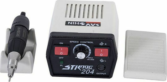 Saeshin Strong 204 Τροχός Νυχιών Ρεύματος 65W Γκρι 35000 Στροφών με Πεντάλ