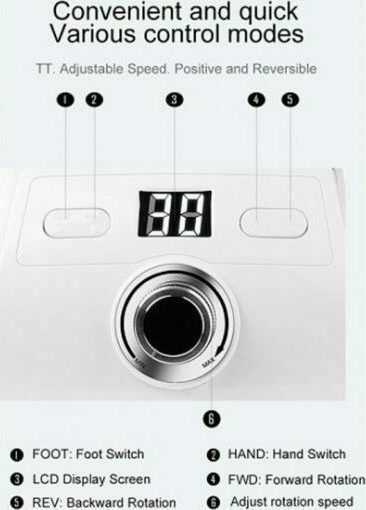 Electric Nail Drill 65W White 30000 Rounds/Minute with Pedal