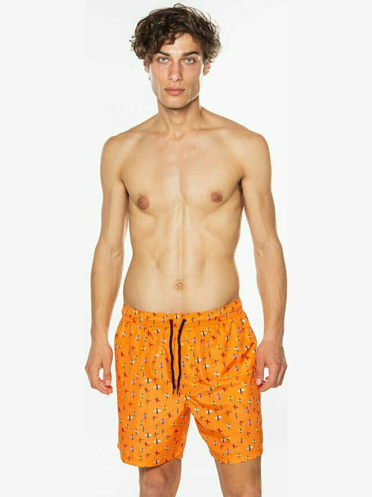 Men's Swimwear Shorts Orange with Patterns