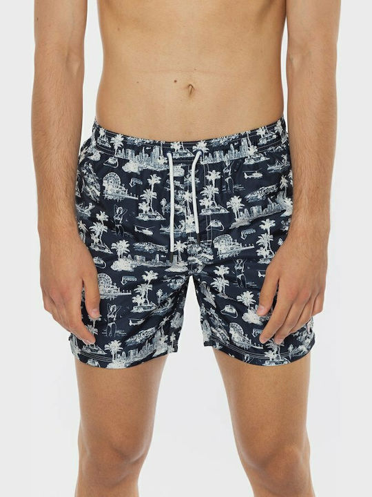 Herren Badebekleidung Shorts Marineblau mit Mustern