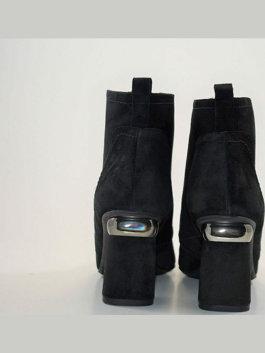 16213 Wildleder Stiefeletten Damen Schwarz