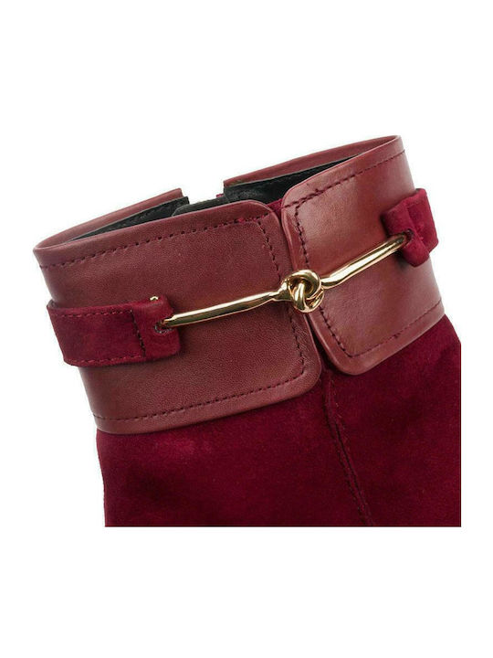 Wildleder Stiefeletten Damen Burgundisch
