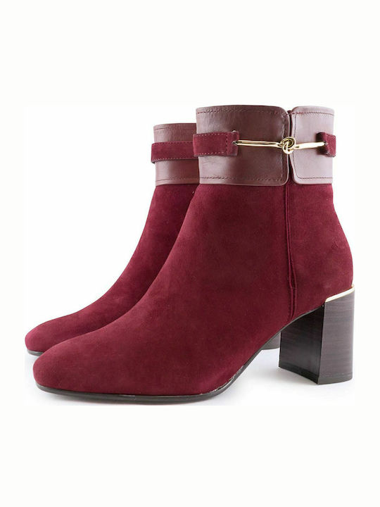 Wildleder Stiefeletten Damen Burgundisch