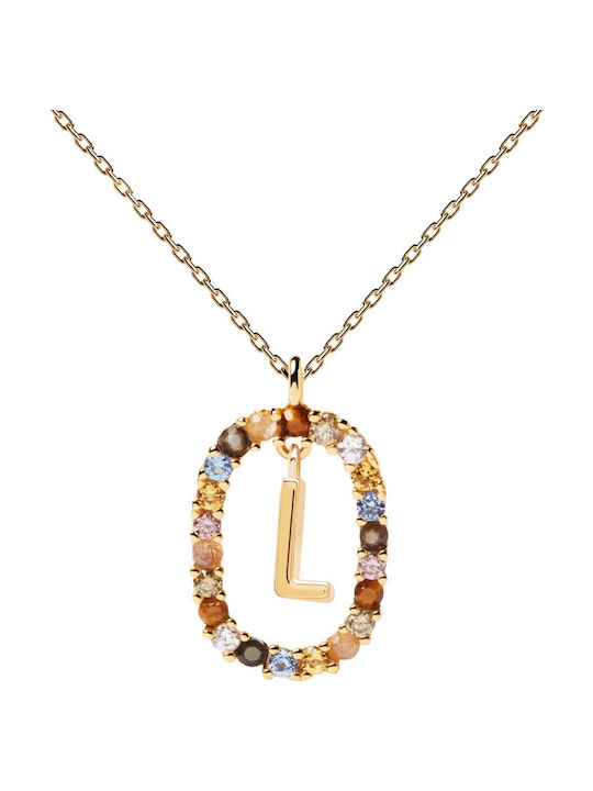 P D Paola Letter Collection "L" Monogram "L" from Gold Plated Silver with Pearls & Zircon