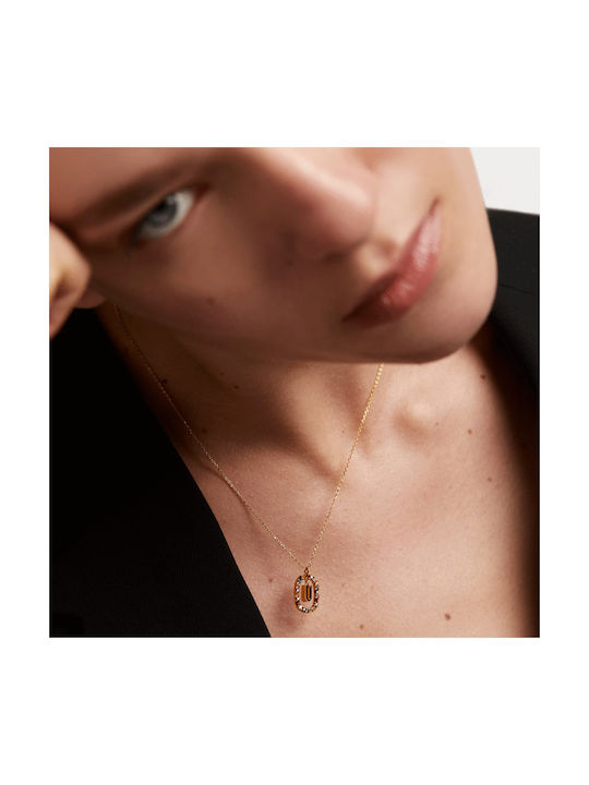 P D Paola Letter Collection "U" Necklace Monogram "U" from Gold Plated Silver with Pearls & Zircon