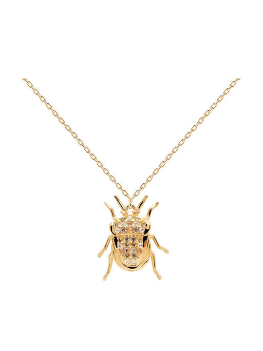 P D Paola Luck Beetle Amulet from Gold Plated Silver with Zircon