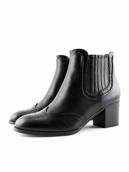 2051 Leder Stiefeletten Damen Schwarz