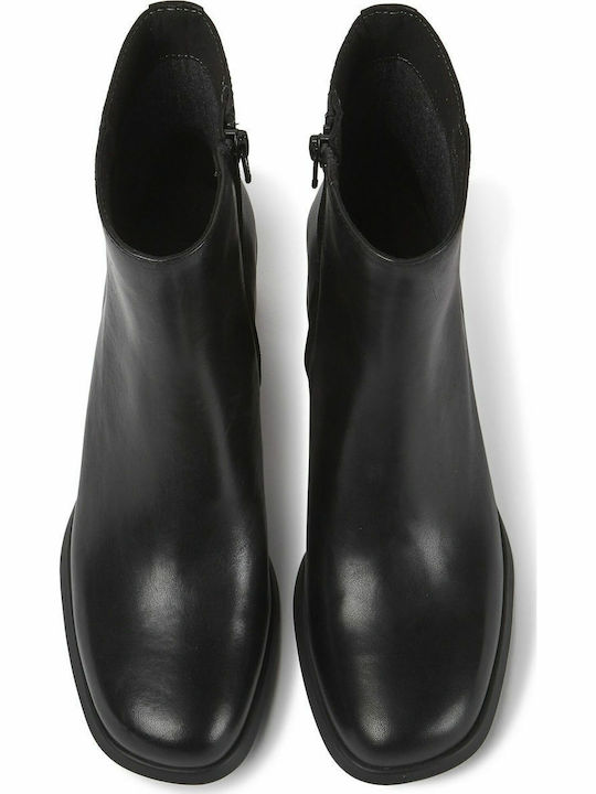 Meda Leather Women's Chelsea Boots with Medium Heel Black