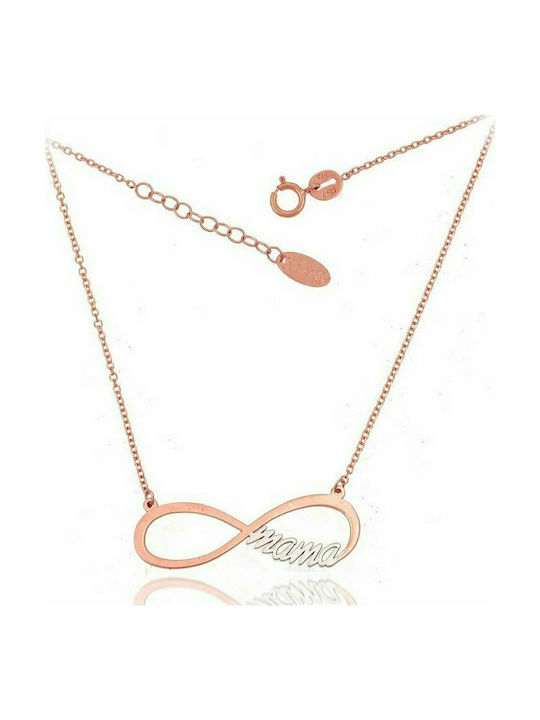 Mertzios.gr Necklace Mum from Rose Gold 9 K with Zircon