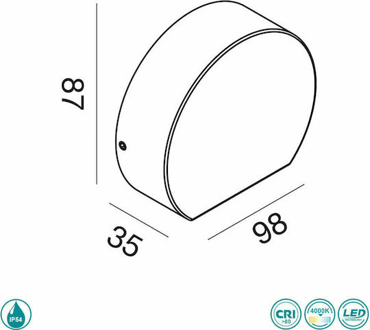 Gea Luce Luly Spot de exterior montat pe perete LED IP54 5W cu Alb Natural Lumină