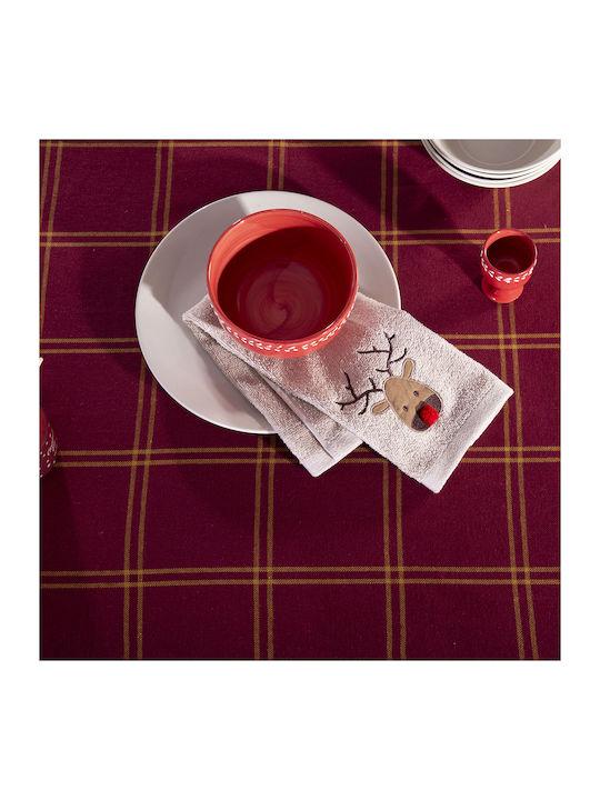 Nef-Nef Homeware Secure Christmas Decorated Tablecloth Fabric Red L240xW140cm 1pcs