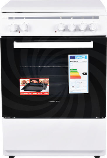 United Herd 72Es mit Emailkochfeldern B60cm. White
