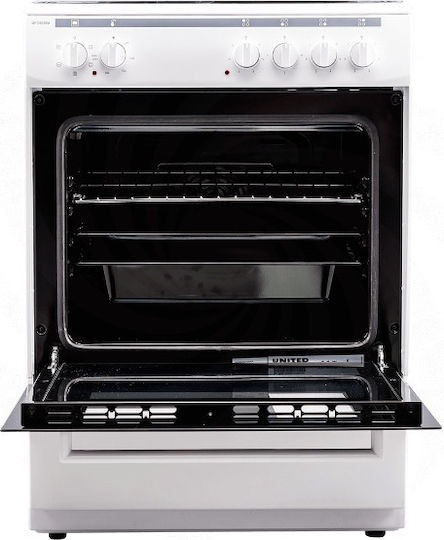 United Aragaz 65lt cu Plite Emailate L60cm. White