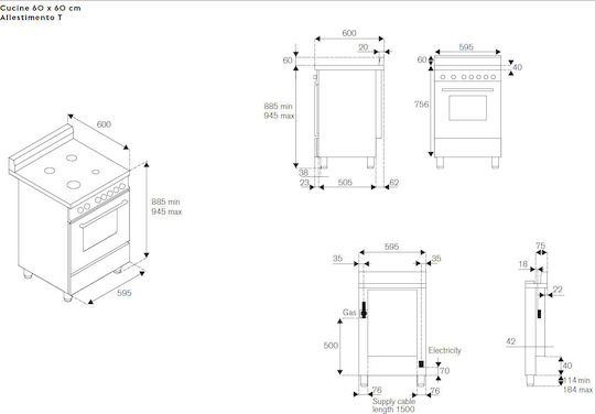 La Germania AMN66 4 E CR T Cooker 69lt W59.5cm. Beige