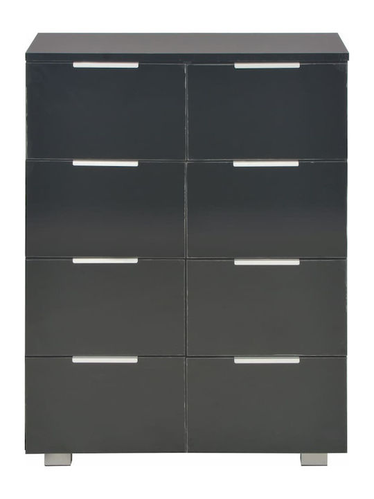 Wooden Chest of Drawers with 8 Drawers Black 60x35x76cm