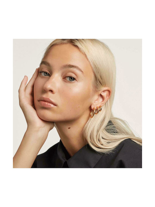 P D Paola Cloud Earrings Hoops made of Silver Gold Plated with Stones