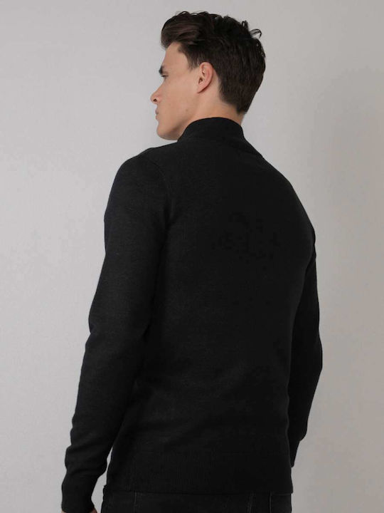 Petrol Industries Men's Long Sleeve Sweater with Zipper Black