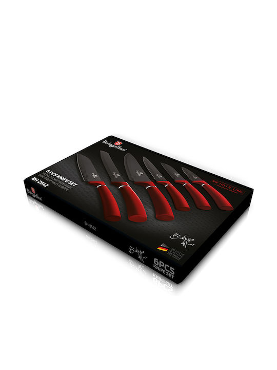 Berlinger Haus Metallic Line Knife Set of Stainless Steel Burgundy Collection BH-2542 6pcs