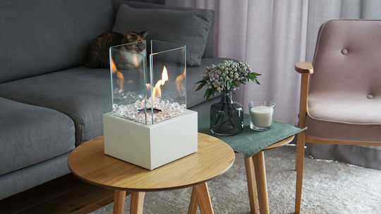 Kratki Tango 1 Tuv Indoor Desktop Bioethanol Fireplace White 20x20x32.8cm