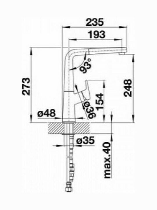 Blanco Avona-S Tall Kitchen Faucet Counter with Shower Silver