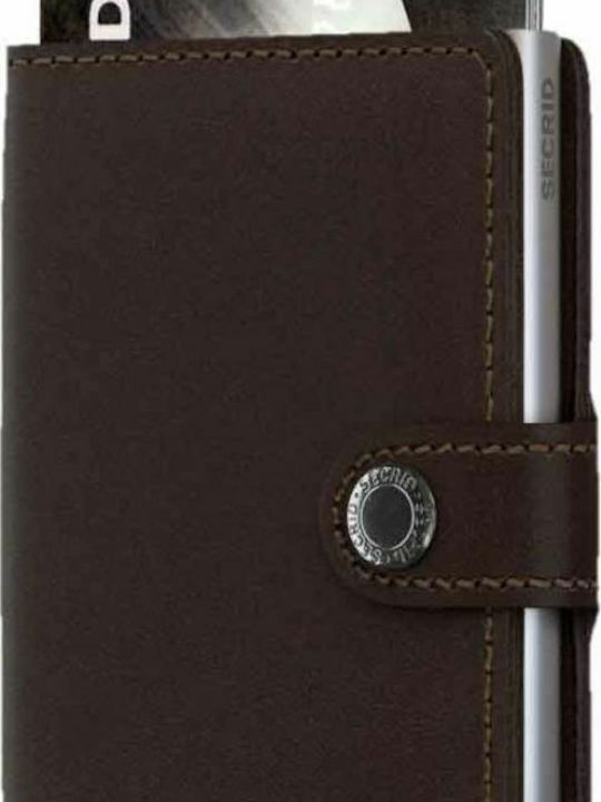 Miniwallet Original Δερμάτινο Ανδρικό Πορτοφόλι Καρτών με RFID και Μηχανισμό Slide Καφέ