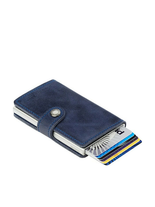 Miniwallet Vintage Δερμάτινο Ανδρικό Πορτοφόλι Καρτών με RFID και Μηχανισμό Slide Grey / Black