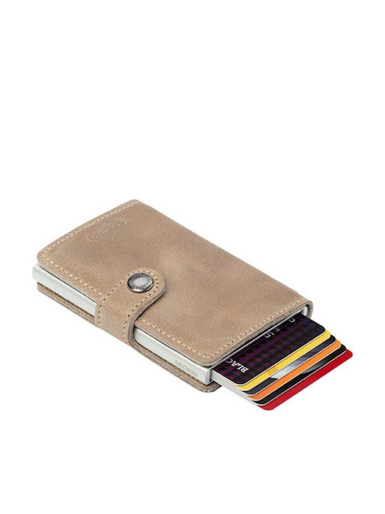 Miniwallet Vintage Δερμάτινο Ανδρικό Πορτοφόλι Καρτών με RFID και Μηχανισμό Slide Grey / Black