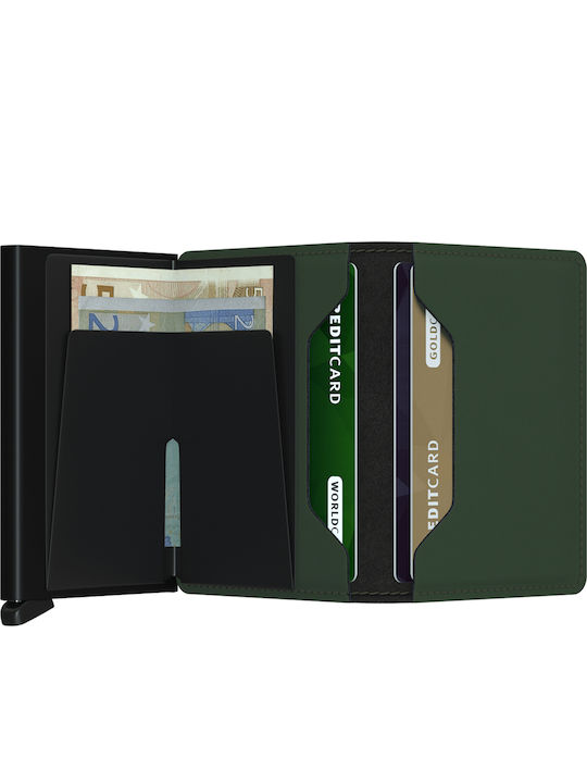 Slimwallet Кожено Мъжки Портфейл Карти с RFID и Механизъм Slide Зелено/черно