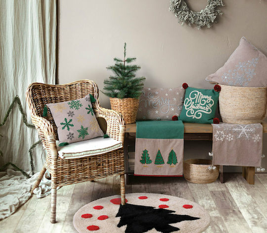 Nef-Nef Homeware Christmas Snow Χριστουγεννιάτικο Διακοσμητικό Μαξιλάρι Τετράγωνο Γκρι 45x45εκ.