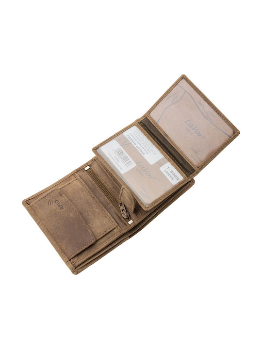 Leather Men's Wallet with RFID Beige