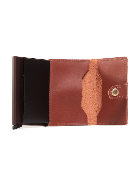 Miniwallet Original Men's Leather Card Wallet with RFID και Slide Mechanism Tabac Brown