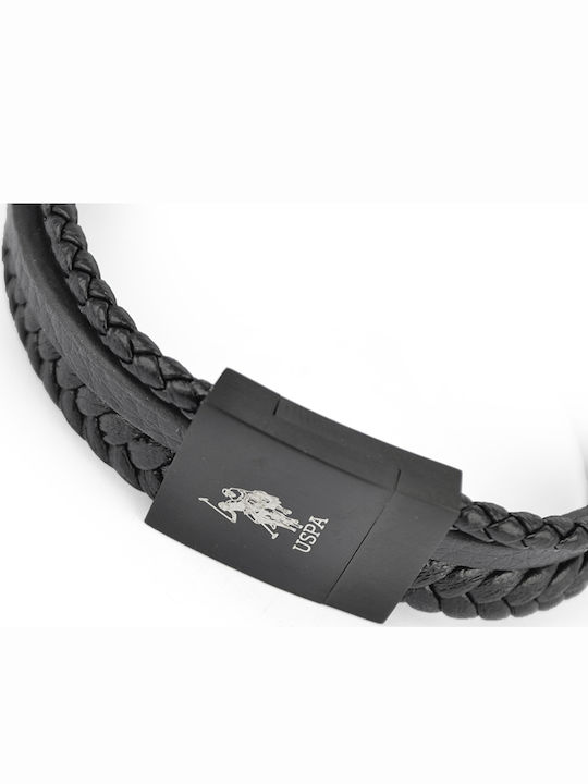 U.S. Polo Assn. Ανδρικό Βραχιόλι από Δέρμα 21cm