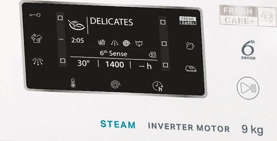 Whirlpool Washing Machine 9kg with Steam Technology 1400 Rounds 6th Sense FFB 9448 WV EE
