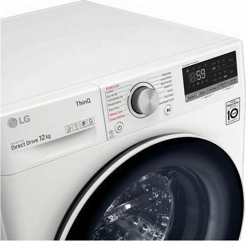 LG Πλυντήριο Ρούχων 12kg με Τεχνολογία Ατμού 1400 Στροφών AI DD F4WV512S0E