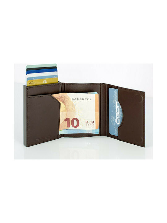 Cascade Men's Leather Card Wallet with RFID και Slide Mechanism Brown