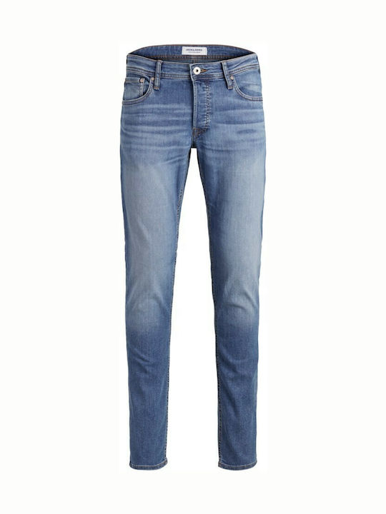 Men's Jeans Pants Elastic with Slim Tapered Fit Blue Denim
