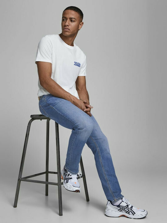 Men's Jeans Pants Elastic with Slim Tapered Fit Blue Denim